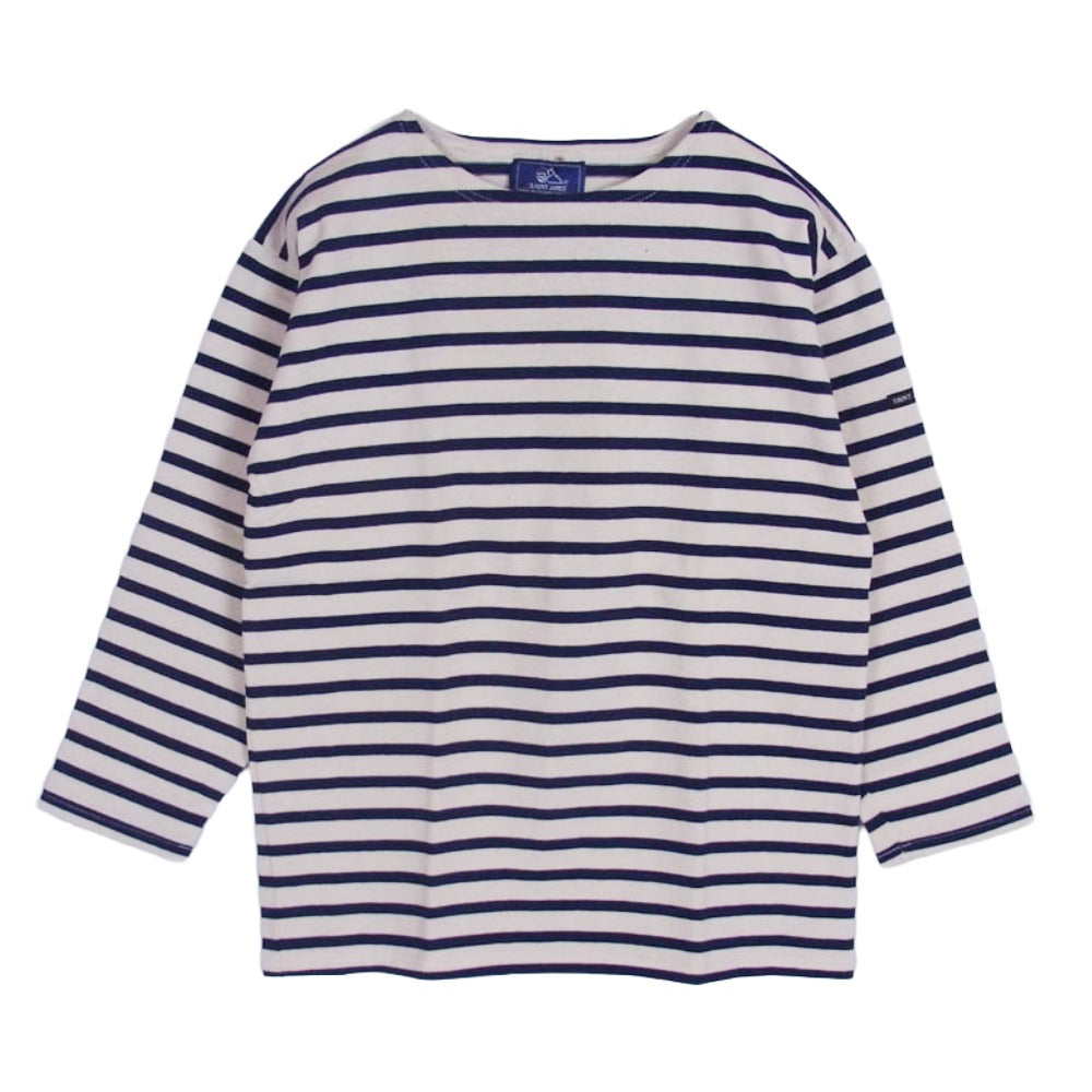 SAINT JAMES セントジェームス デッドストック フランス製 80s 90s CARAVELLE キャラベル バスクシャツ 長袖 Tシャツ サイズ12 オフホワイト系 12ANS【極上美品】【中古】
