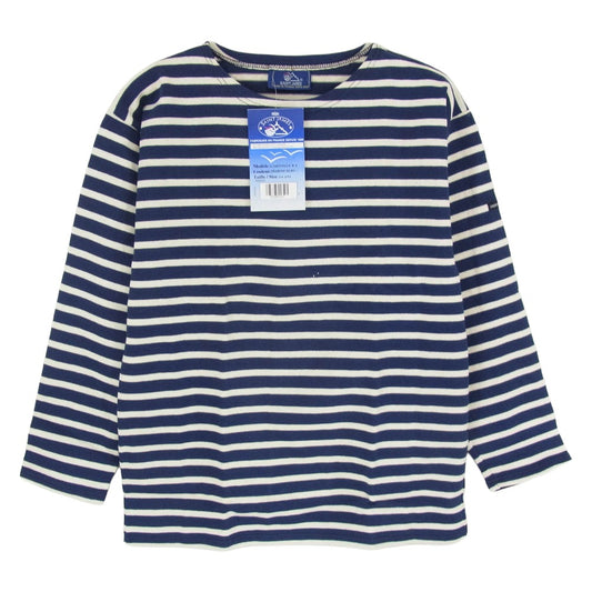 SAINT JAMES セントジェームス デッドストック フランス製 80s 90s CARAVELLE キャラベル バスクシャツ 長袖 Tシャツ サイズ14 ネイビー系 14ans【極上美品】【中古】