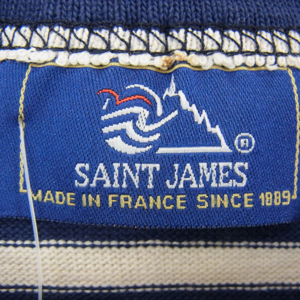 SAINT JAMES セントジェームス デッドストック フランス製 80s 90s CARAVELLE キャラベル バスクシャツ 長袖 Tシャツ サイズ14 ネイビー系 14ans【極上美品】【中古】