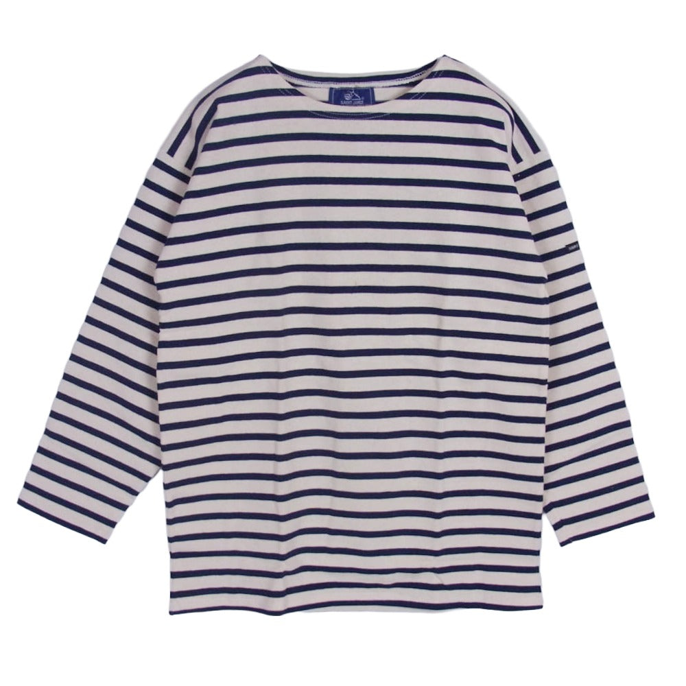 SAINT JAMES セントジェームス デッドストック フランス製 80s 90s CARAVELLE キャラベル バスクシャツ 長袖 Tシャツ サイズ14 オフホワイト系 14ANS【極上美品】【中古】