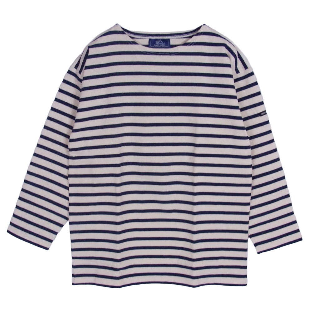 SAINT JAMES セントジェームス デッドストック フランス製 80s 90s CARAVELLE キャラベル バスクシャツ 長袖 Tシャツ サイズ14 オフホワイト系 14ANS【極上美品】【中古】