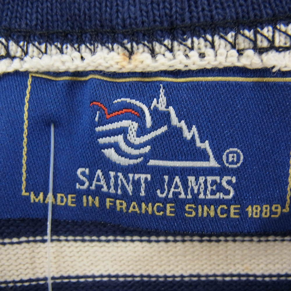 SAINT JAMES セントジェームス デッドストック フランス製 80s 90s CARAVELLE キャラベル バスクシャツ 長袖 Tシャツ サイズ14 ネイビー系 14ans【極上美品】【中古】