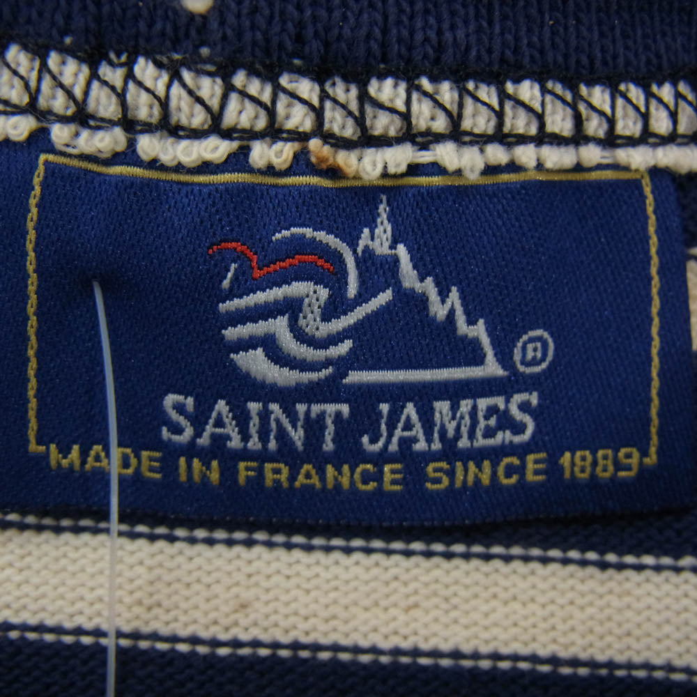 SAINT JAMES セントジェームス デッドストック フランス製 80s 90s CARAVELLE キャラベル バスクシャツ 長袖 Tシャツ サイズ14 ネイビー系 14ans【極上美品】【中古】