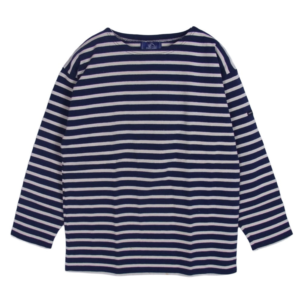 SAINT JAMES セントジェームス デッドストック フランス製 80s 90s CARAVELLE キャラベル バスクシャツ 長袖 Tシャツ サイズ14 ネイビー系 14ANS【極上美品】【中古】