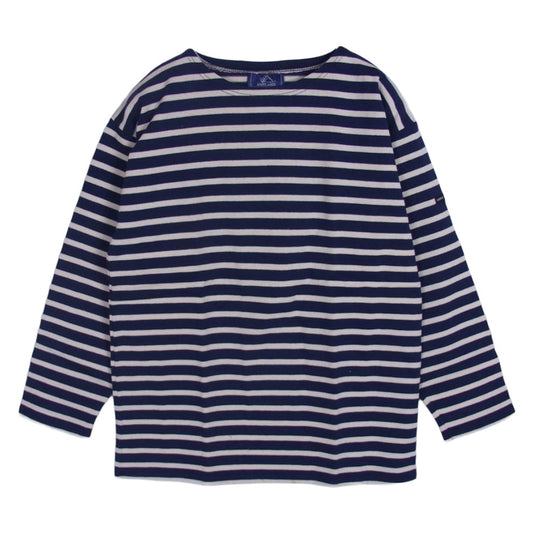SAINT JAMES セントジェームス デッドストック フランス製 80s 90s CARAVELLE キャラベル バスクシャツ 長袖 Tシャツ サイズ14 ネイビー系 14ANS【極上美品】【中古】