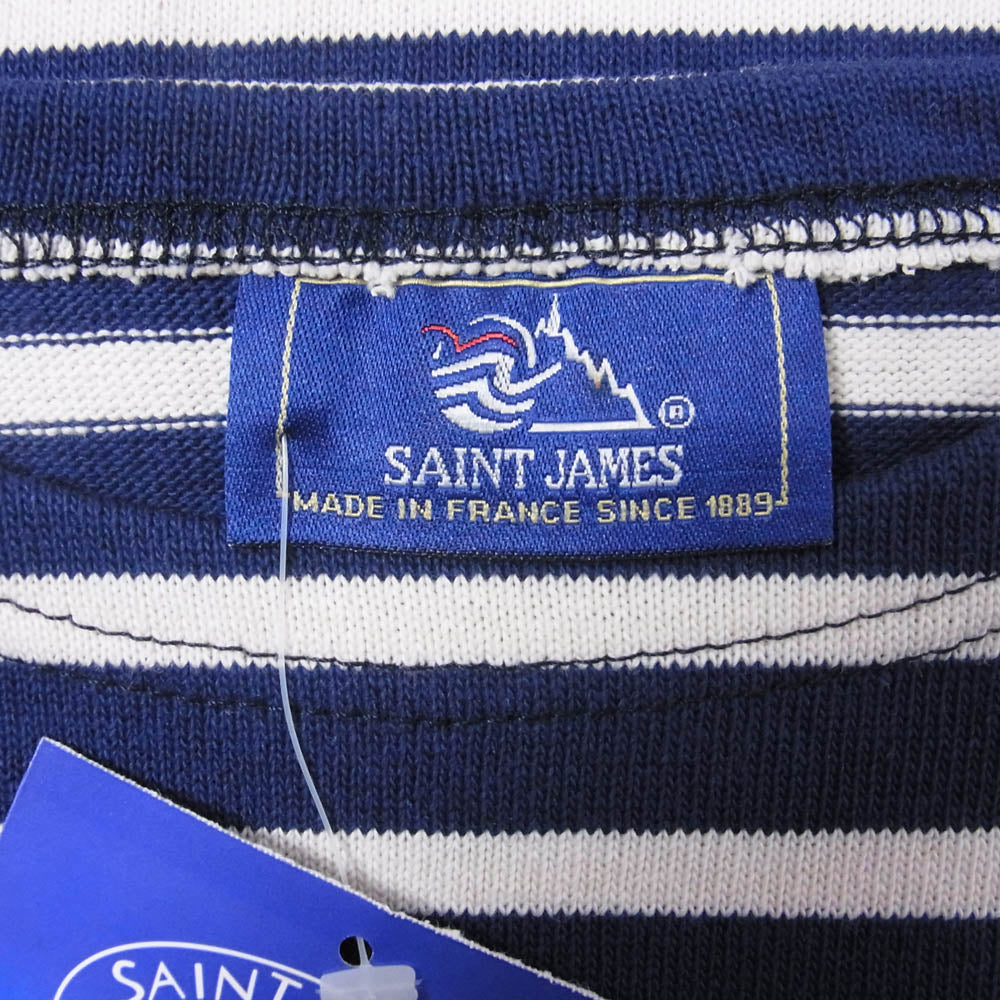 SAINT JAMES セントジェームス デッドストック フランス製 80s 90s CARAVELLE キャラベル バスクシャツ 長袖 Tシャツ サイズ14 ネイビー系 14ANS【極上美品】【中古】