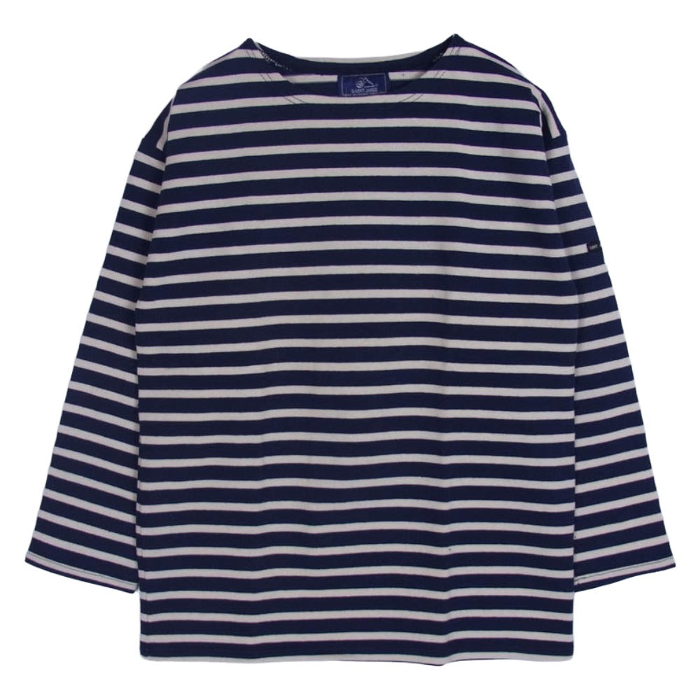 SAINT JAMES セントジェームス デッドストック フランス製 80s 90s CARAVELLE キャラベル バスクシャツ 長袖 Tシャツ サイズ14 ネイビー系 14ANS【極上美品】【中古】