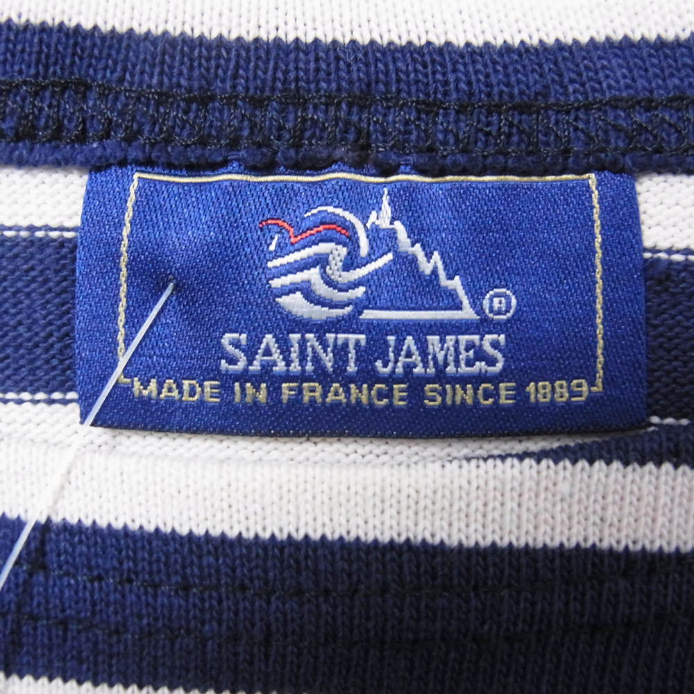 SAINT JAMES セントジェームス デッドストック フランス製 80s 90s CARAVELLE キャラベル バスクシャツ 長袖 Tシャツ サイズ14 ネイビー系 14ANS【極上美品】【中古】
