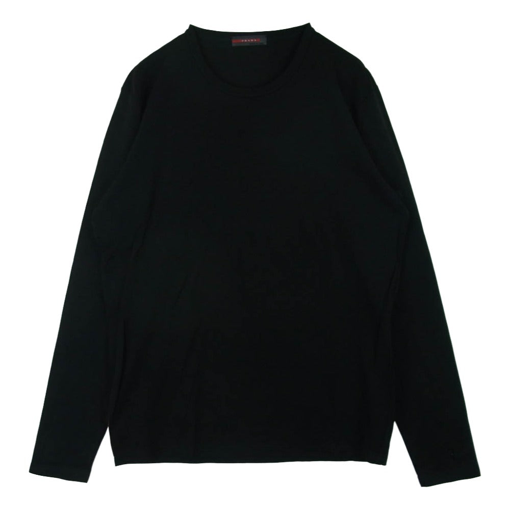 PRADA SPORTS プラダスポーツ ラバーロゴ ロングスリーブ 長袖 カットソー Tシャツ ブラック系 M【中古】