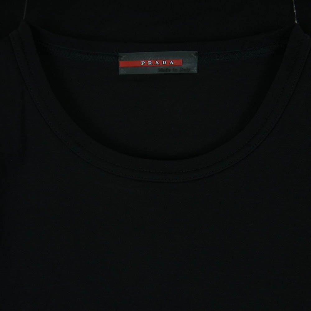 PRADA SPORTS プラダスポーツ ラバーロゴ ロングスリーブ 長袖 カットソー Tシャツ ブラック系 M【中古】