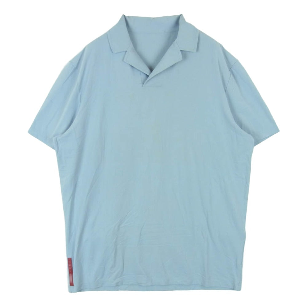 PRADA SPORTS プラダスポーツ ラバーロゴ 半袖 ポロシャツ イタリア製 ライトブルー系 M【中古】