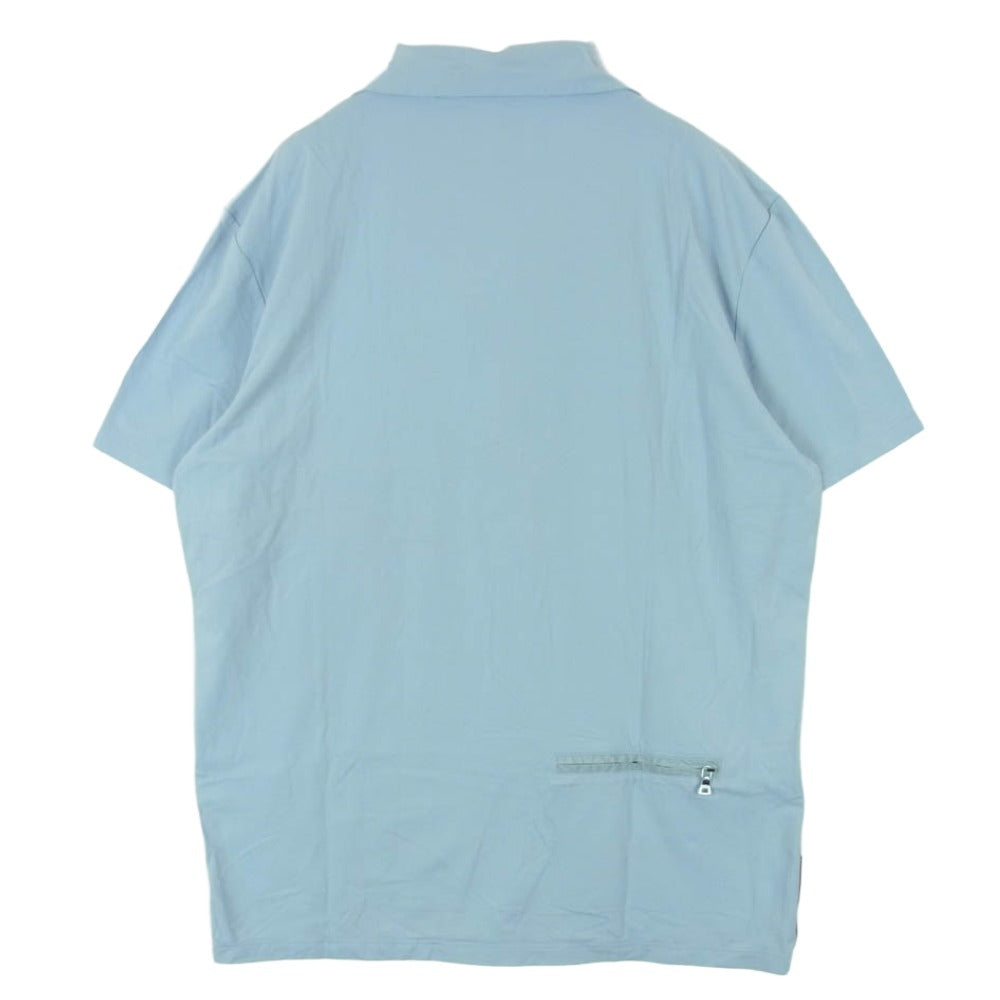 PRADA SPORTS プラダスポーツ ラバーロゴ 半袖 ポロシャツ イタリア製 ライトブルー系 M【中古】