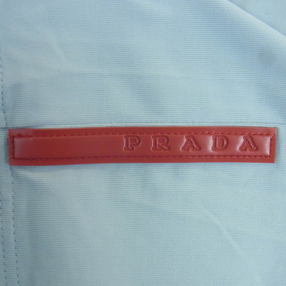 PRADA SPORTS プラダスポーツ ラバーロゴ 半袖 ポロシャツ イタリア製 ライトブルー系 M【中古】