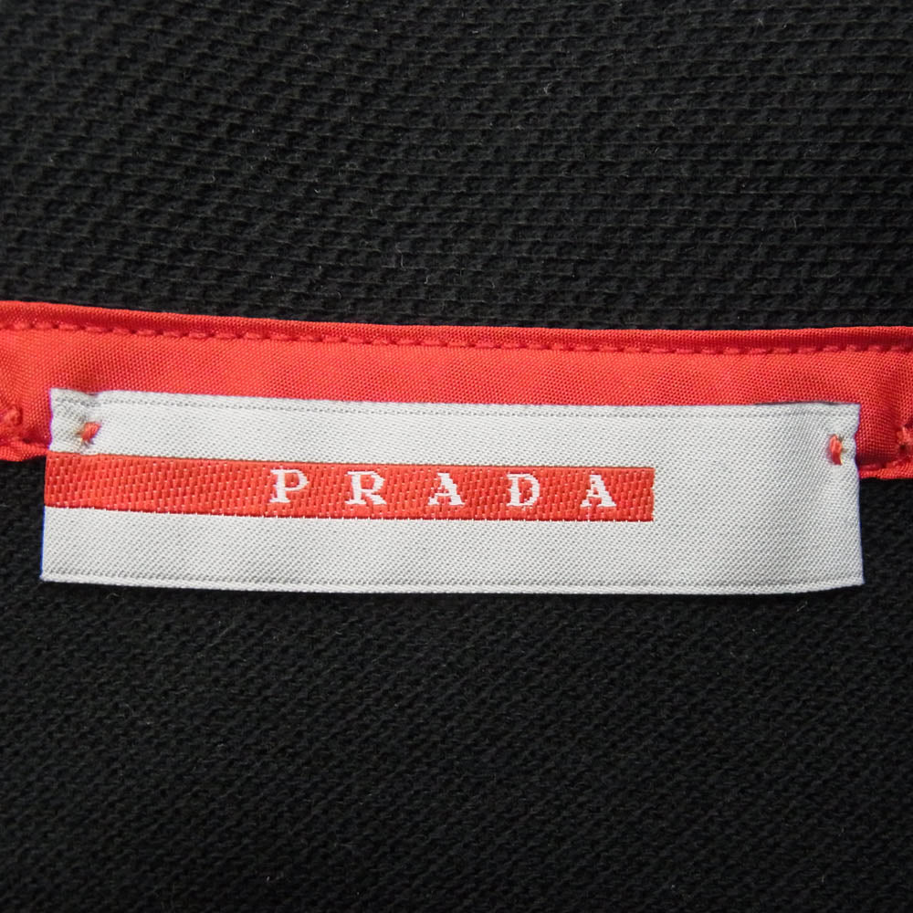 PRADA SPORTS プラダスポーツ ジップポケット ラバーロゴ 半袖 ポロシャツ ブラック系 L【中古】 PRADA SPORTS プラダスポーツ ジップポケット ラバーロゴ 半袖
