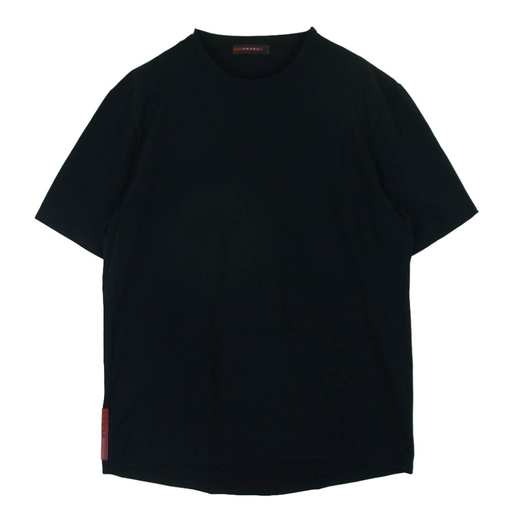 PRADA SPORTS プラダスポーツ バックジップポケット ラバーロゴ 半袖 Tシャツ ダークネイビー系 黒に近いダークネイビー系 M【中古】