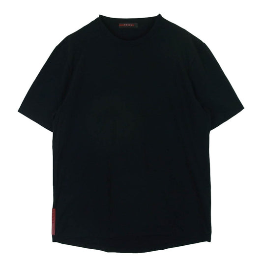 PRADA SPORTS プラダスポーツ バックジップポケット ラバーロゴ 半袖 Tシャツ ダークネイビー系 黒に近いダークネイビー系 M【中古】
