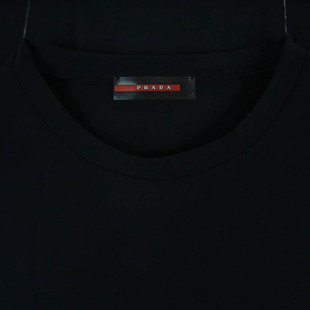 PRADA SPORTS プラダスポーツ バックジップポケット ラバーロゴ 半袖 Tシャツ ダークネイビー系 黒に近いダークネイビー系 M【中古】