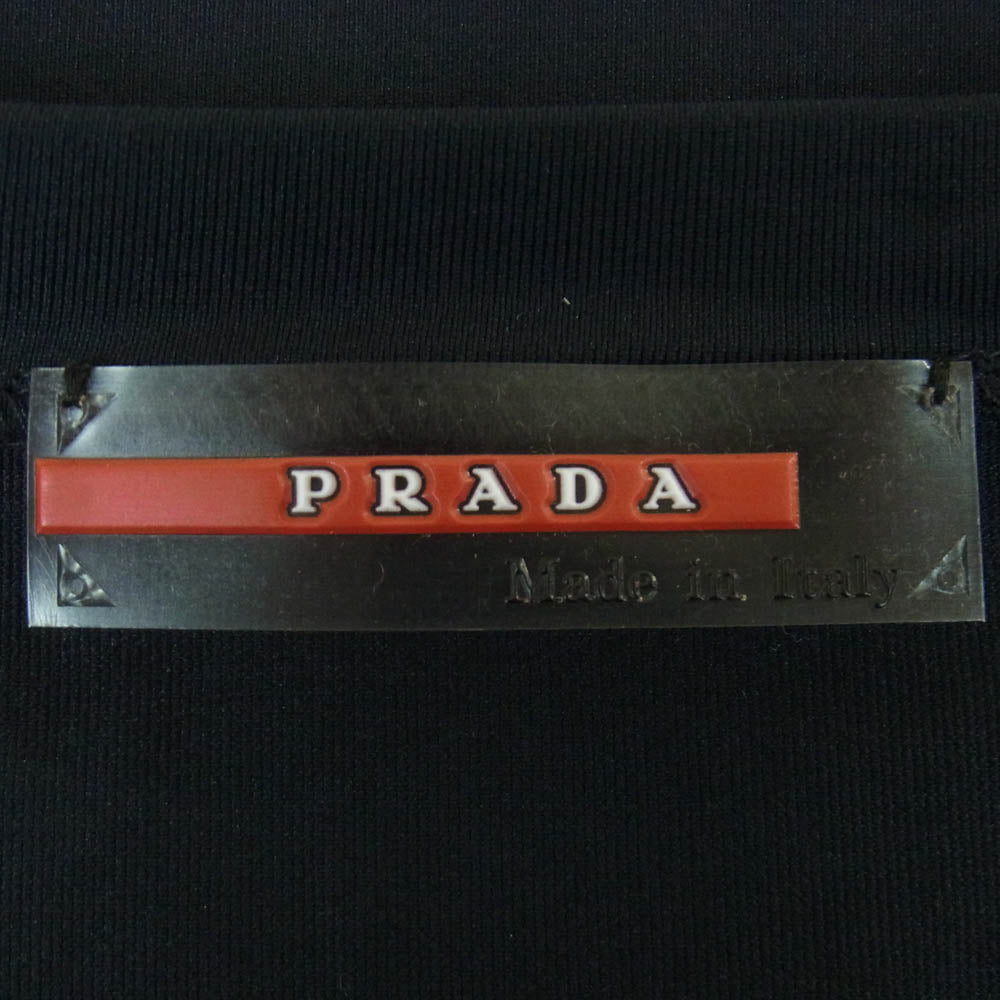 PRADA SPORTS プラダスポーツ バックジップポケット ラバーロゴ 半袖 Tシャツ ダークネイビー系 黒に近いダークネイビー系 M【中古】