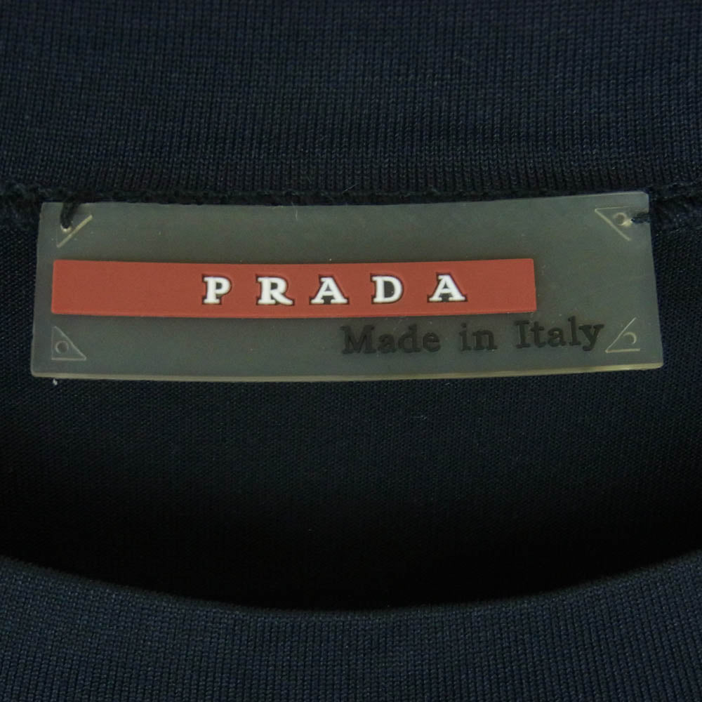 PRADA SPORTS プラダスポーツ バックジップポケット ラバーロゴ ストレッチ 半袖 Tシャツ ブラック系 M【中古】
