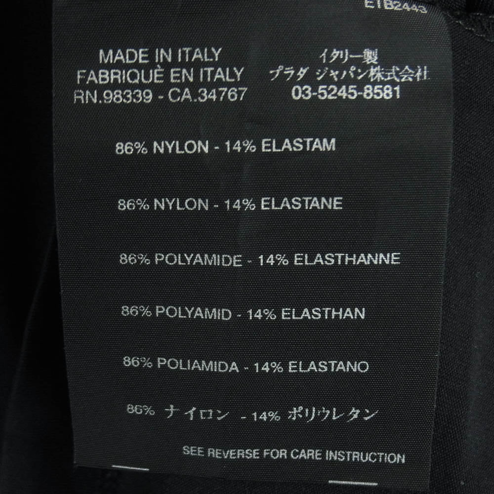 PRADA SPORTS プラダスポーツ バックジップポケット ラバーロゴ ストレッチ 半袖 Tシャツ ブラック系 M【中古】