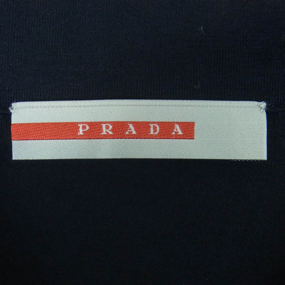 PRADA SPORTS プラダスポーツ 00s パイピング ハーフジップ 半袖 ポロシャツ ポルトガル製 ダークネイビー系 L【中古】