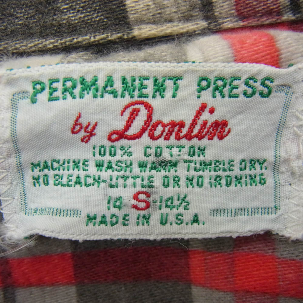ドンリン USA製 70s Donlin ドンリン コットン 長袖 プリントネルシャツ ブラック系 S【中古】