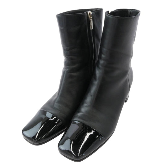 ジャンヴィトロッシ スクエアトゥ レザー サイドジップ ヒール ブーツ ブラック系 36.5【中古】