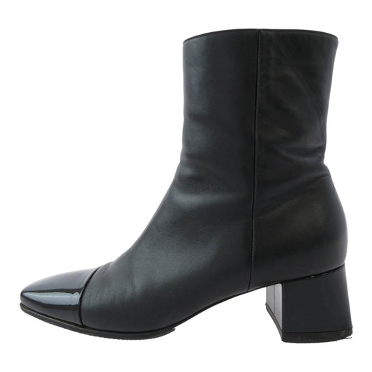 ジャンヴィトロッシ スクエアトゥ レザー サイドジップ ヒール ブーツ ブラック系 36.5【中古】