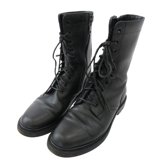 CELINE セリーヌ P190008559 サイド ジップ レザー レーズアップ レンジャー ブーツ ブラック系 36【中古】