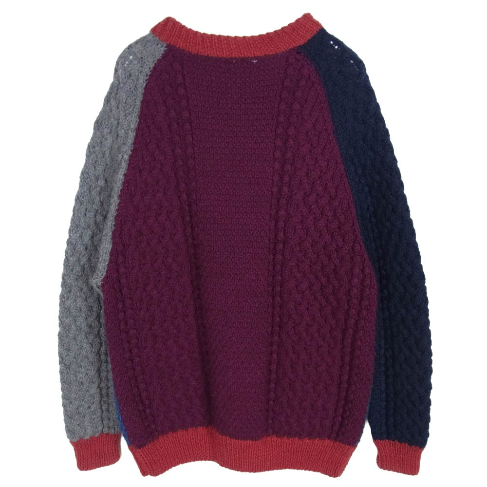INVERALLAN インバーアラン 4A CREW NECK CARDIGAN 茶タグ アランニット ノーカラー クルーネック カーディガン マルチカラー系 サイズ表記なし【中古】