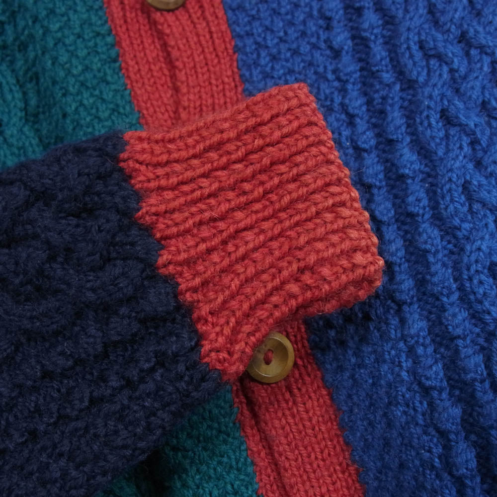 INVERALLAN インバーアラン 4A CREW NECK CARDIGAN 茶タグ アランニット ノーカラー クルーネック カーディガン マルチカラー系 サイズ表記なし【中古】