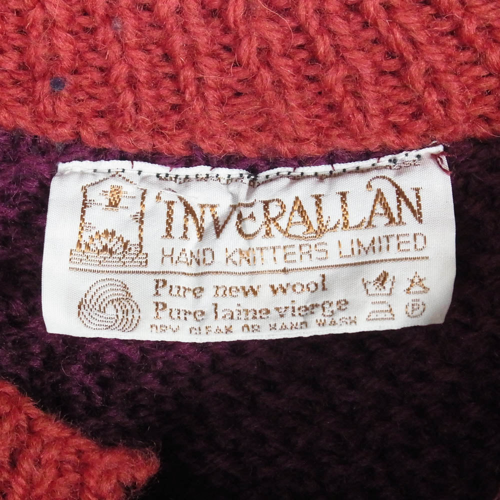 INVERALLAN インバーアラン 4A CREW NECK CARDIGAN 茶タグ アランニット ノーカラー クルーネック カーディガン マルチカラー系 サイズ表記なし【中古】