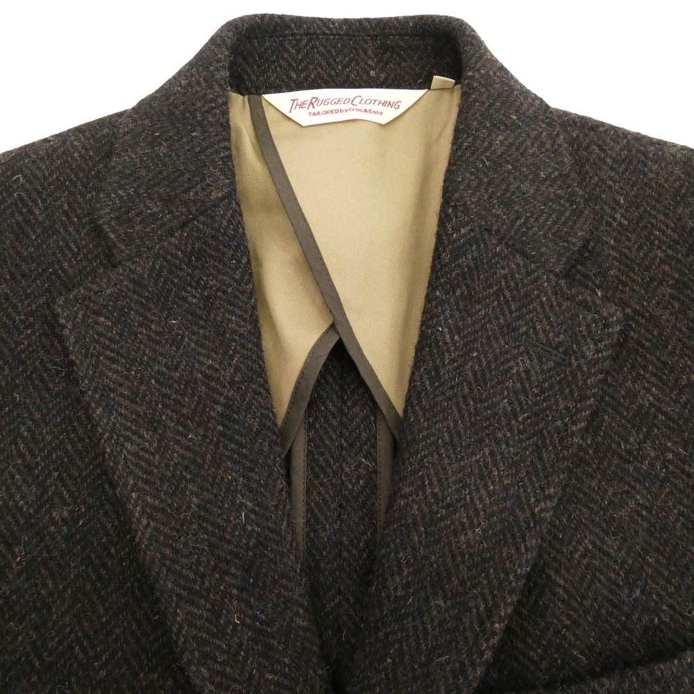 ザ・ラギッドクロージング x HARRIS TWEED ハリスツイード エルポーバッチ テーラードジャケット ダークブラウン系 L【中古】