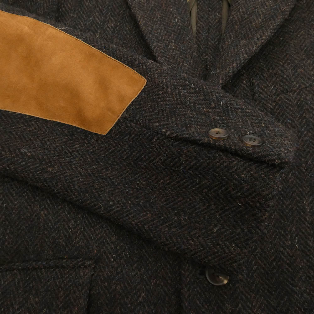ザ・ラギッドクロージング x HARRIS TWEED ハリスツイード エルポーバッチ テーラードジャケット ダークブラウン系 L【中古】