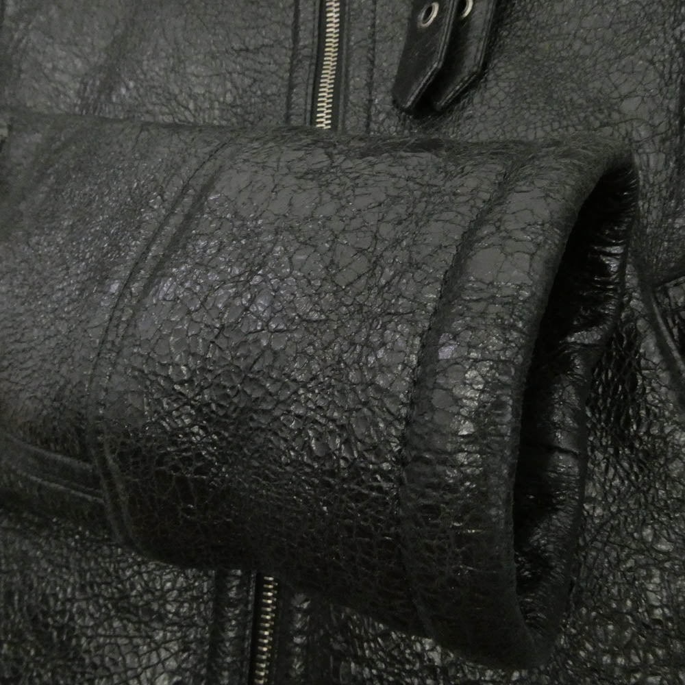 SAINT LAURENT サンローラン 630132 YCCR2 ムートン レザー ボア ジャケット ブラック系 48【中古】 SAINT LAURENT サンローラン 630132 YCCR2 ムートン レザー ボア