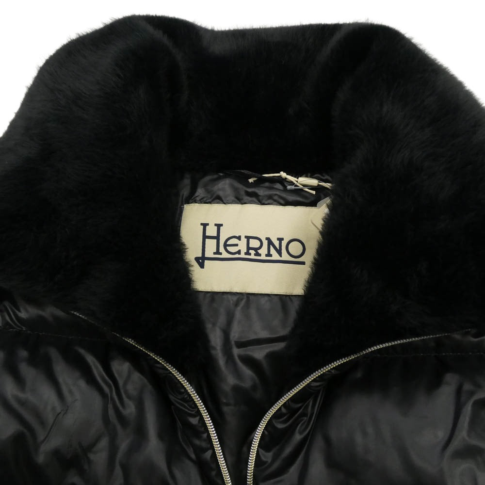 Herno ヘルノ PI001923D ナイロンウルトラライト ニューレディ フェイクファー ダウン ジャケット ブラック系 42【美品】【中古】
