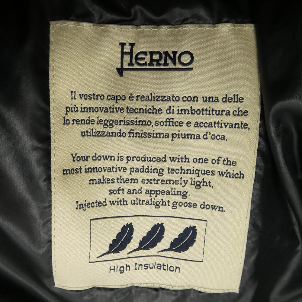 Herno ヘルノ PI001923D ナイロンウルトラライト ニューレディ フェイクファー ダウン ジャケット ブラック系 42【美品】【中古】