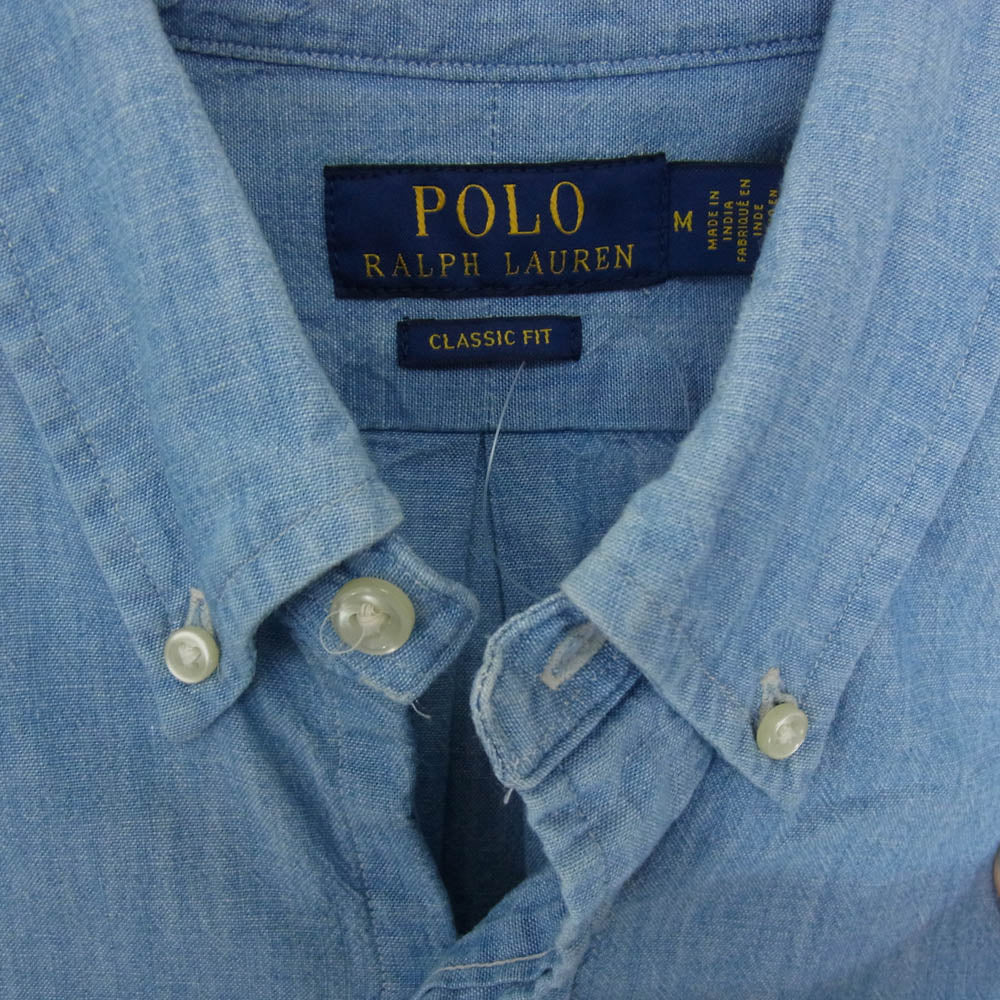 POLO RALPH LAUREN ポロ・ラルフローレン CLASSIC FIT クラシックフィット シャンブレー BD シャツ インディゴブルー系 M【中古】