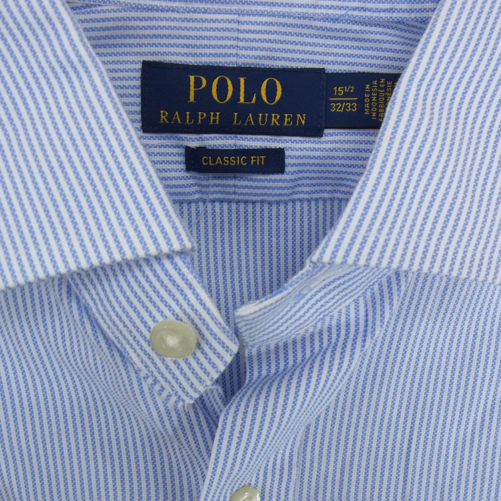 POLO RALPH LAUREN ポロ・ラルフローレン CLASSIC FIT クラシックフィット ワイドカラー ストライプ シャツ ブルー系 15 1/2【中古】