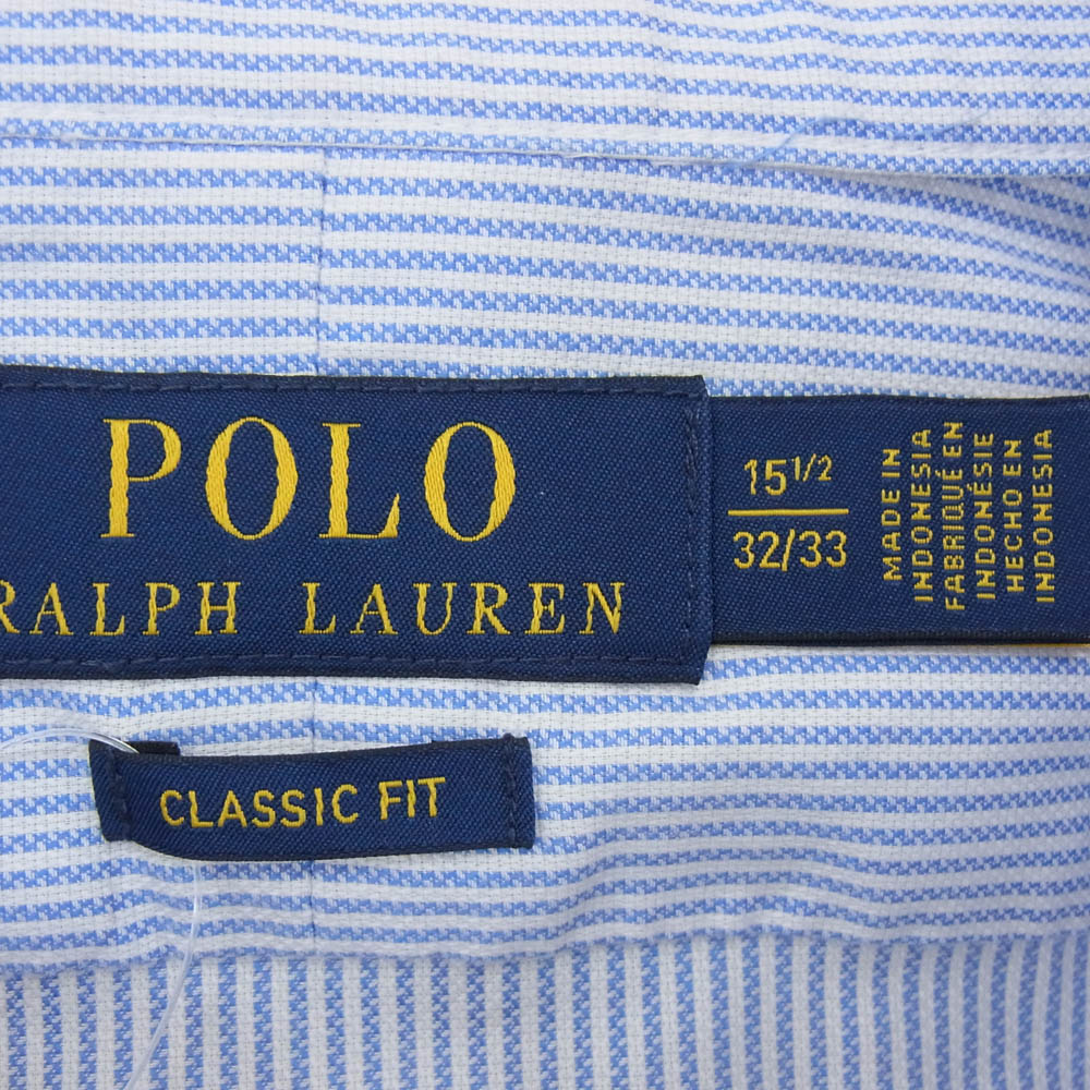 POLO RALPH LAUREN ポロ・ラルフローレン CLASSIC FIT クラシックフィット ワイドカラー ストライプ シャツ ブルー系 15 1/2【中古】