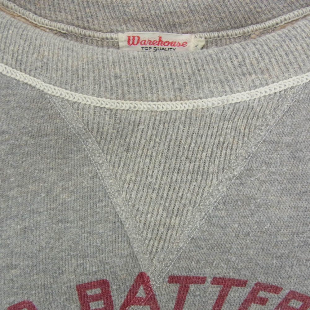 WAREHOUSE ウエアハウス HQ Battery 147th F.A. Alaska ミリタリー プリント クルー スウェット グレー系 44【中古】
