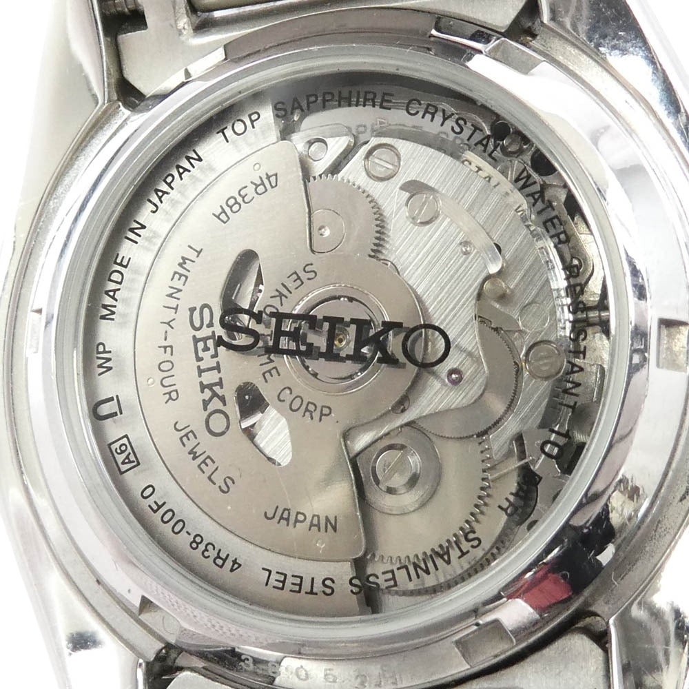 SEIKO セイコー 4R38-00F0 プレサージュ 裏スケルトン オートマチック 腕時計 シルバー系 ブルー系【中古】