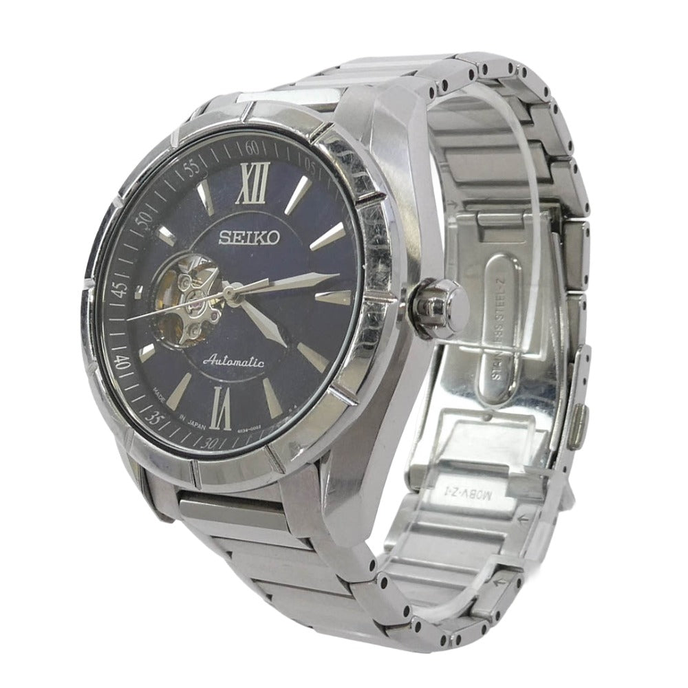 SEIKO セイコー 4R38-00F0 プレサージュ 裏スケルトン オートマチック 腕時計 シルバー系 ブルー系【中古】