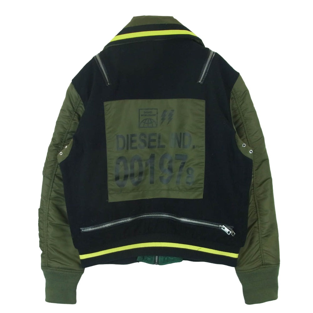 DIESEL ディーゼル ドッキングデザイン バックプリント MA-1 フライト ジャケット 中国製 グリーン系 ブラック系 S【中古】