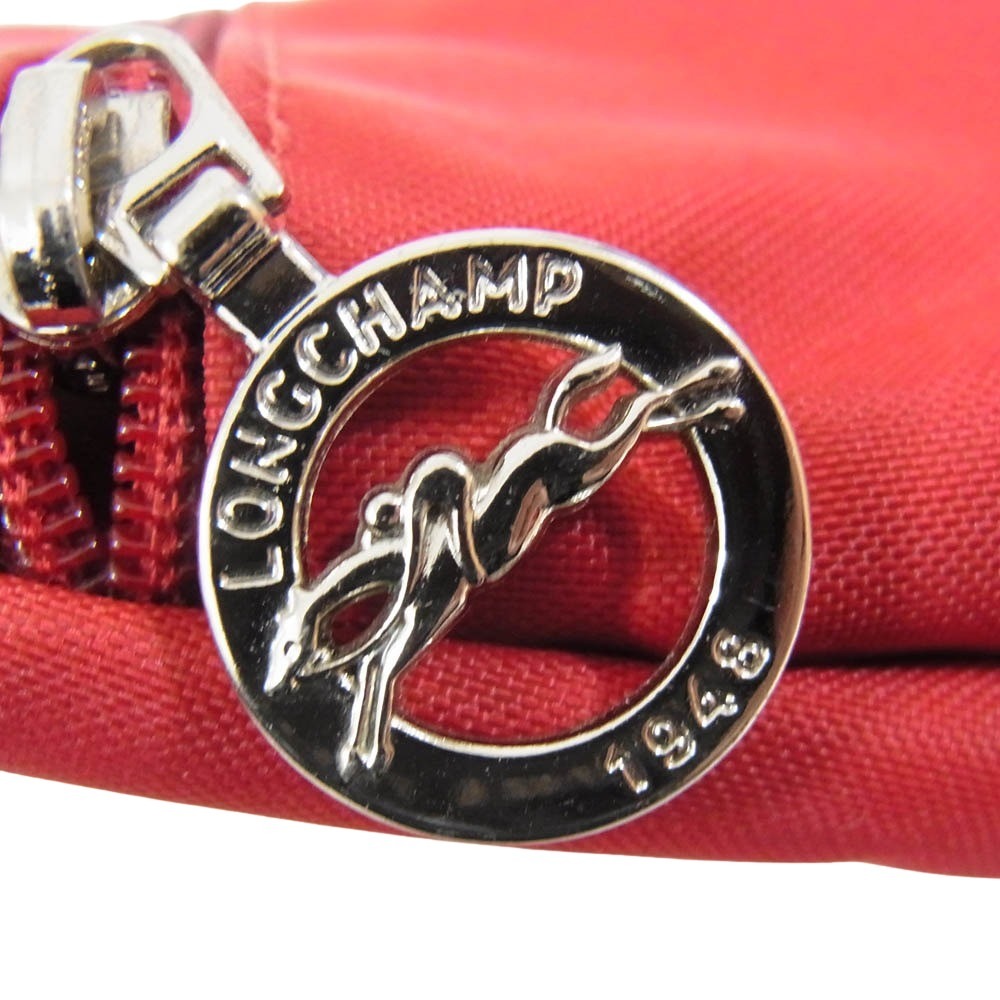 Longchamp ロンシャン フランス製 ナイロン ハンドバッグ ミニバッグ ポーチ レッド系【中古】