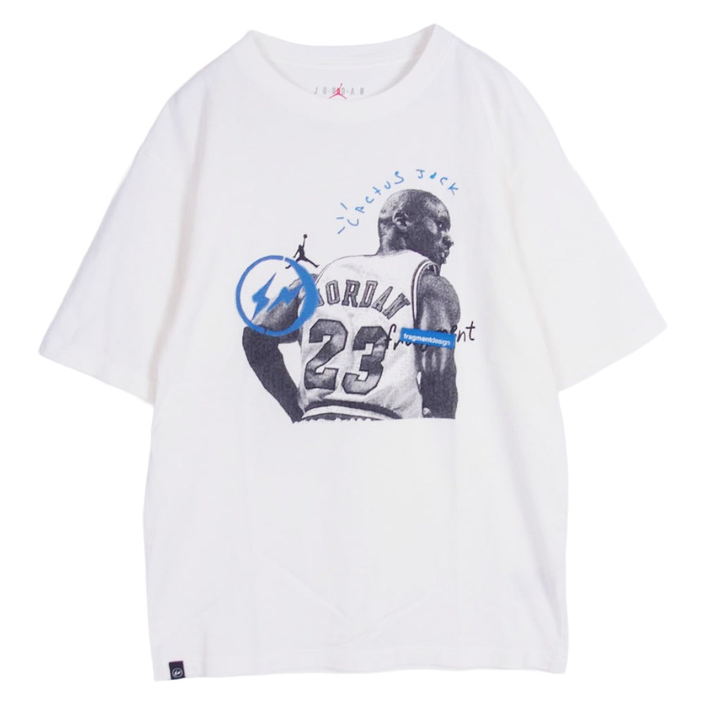 NIKE AIR JORDAN ナイキ ジョーダン 21AW DJ0619-133 Air Jordan Travis Scott Fragment Tee White トラヴィススコット フラグメント 半袖 Tシャツ オフホワイト系 165/84A【中古】