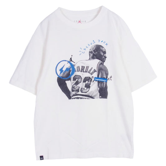 NIKE AIR JORDAN ナイキ ジョーダン 21AW DJ0619-133 Air Jordan Travis Scott Fragment Tee White トラヴィススコット フラグメント 半袖 Tシャツ オフホワイト系 165/84A【中古】
