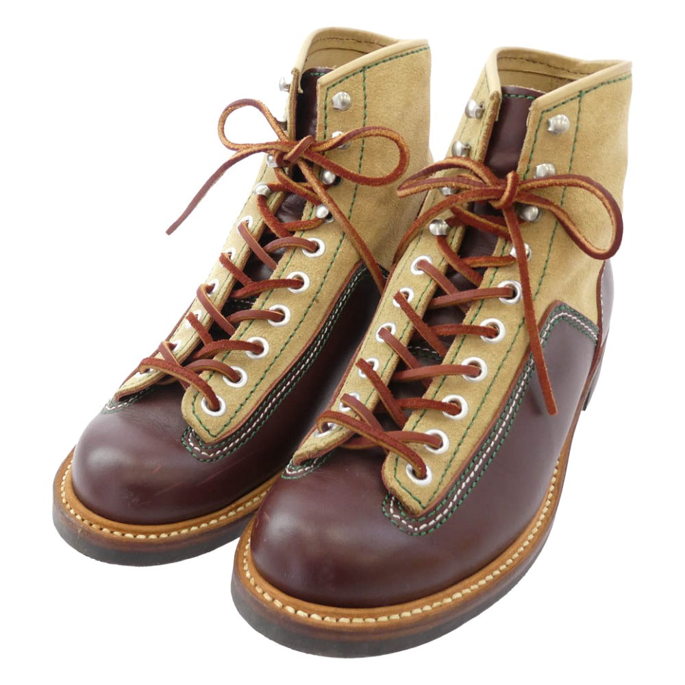 LONE WOLF ロンウルフ F01615 CARPENTER 2トーン カーペンター ブーツ キャッツポウソール ワークブーツ ベージュ系 ワインレッド系 9【中古】