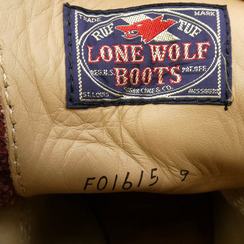 LONE WOLF ロンウルフ F01615 CARPENTER 2トーン カーペンター ブーツ キャッツポウソール ワークブーツ ベージュ系 ワインレッド系 9【中古】
