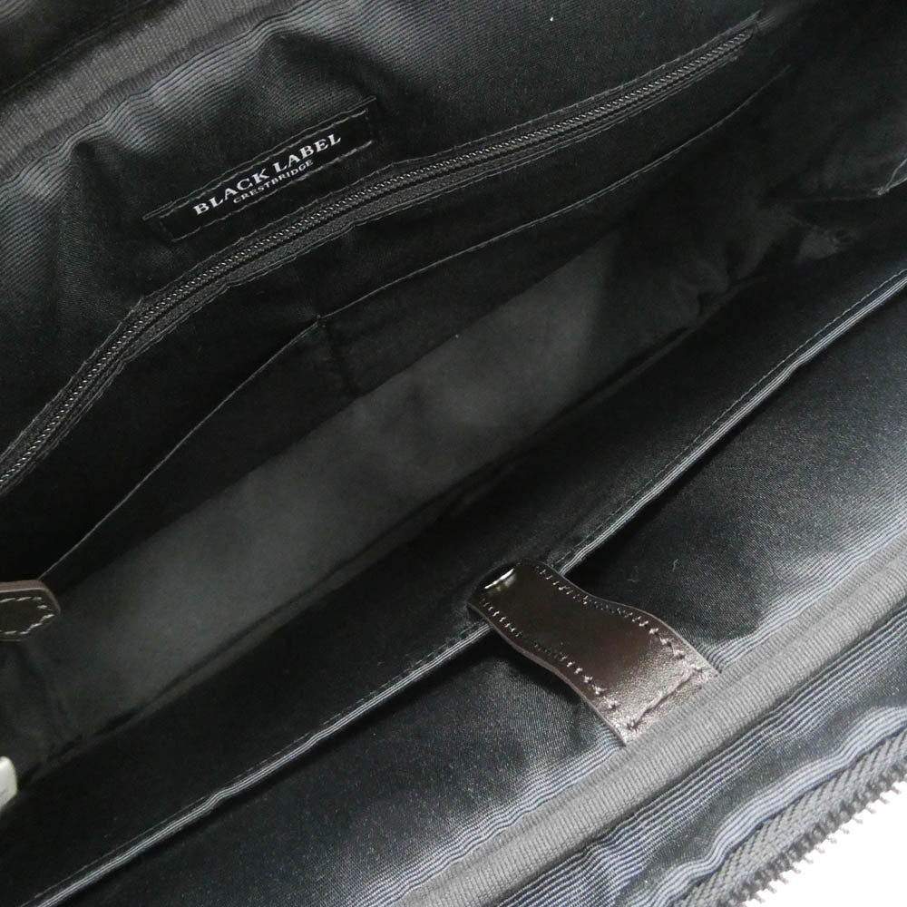 BLACK LABELCRESTBRIDGE ブラックレーベルクレストブリッジ ロゴプレート 2WAY レザー切替 ビジネスバッグ ブリーフケース ネイビー系【極上美品】【中古】